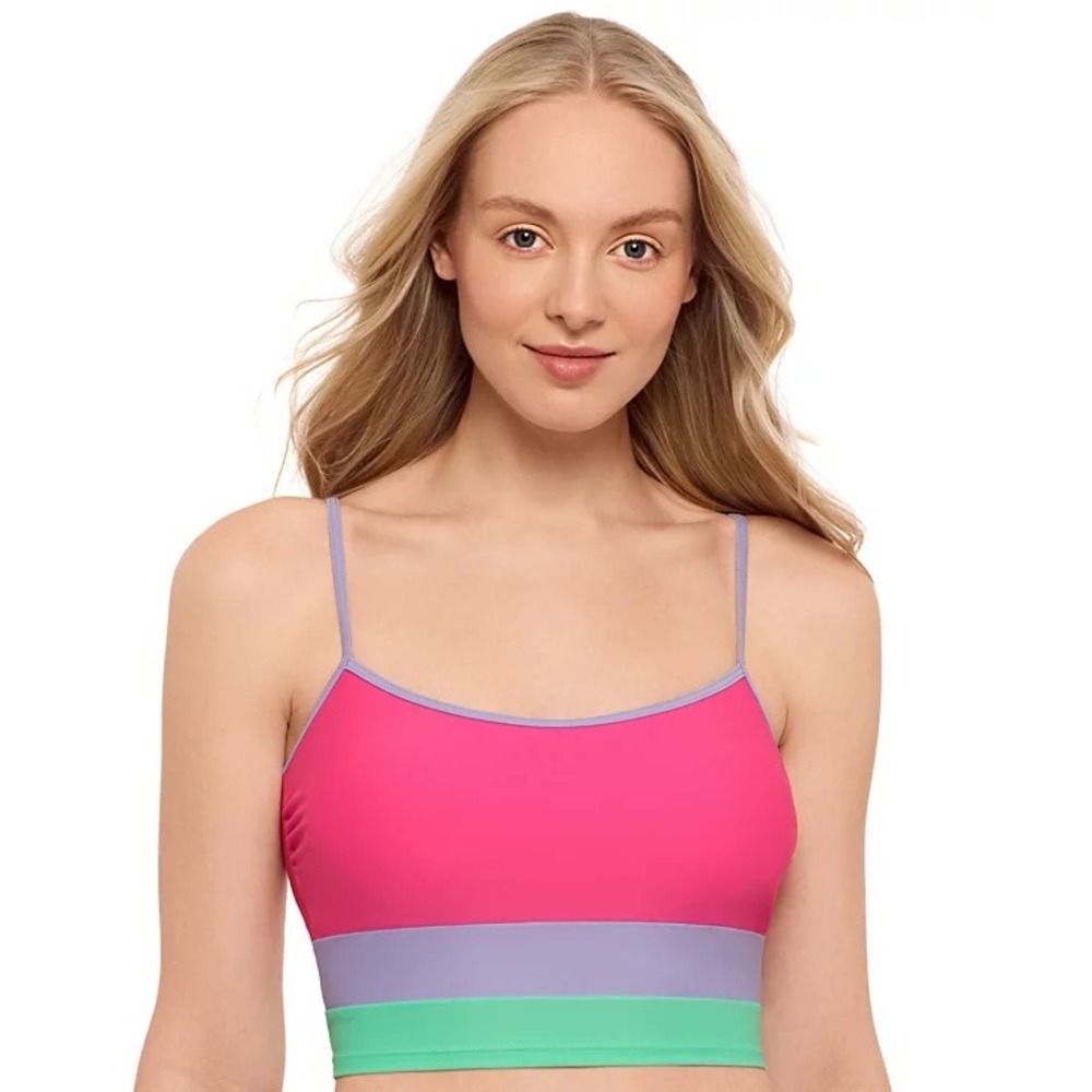Salt + Cove Juniors Size Small Colorblocked Midkini Bikini Top Swimsuit Pink 828